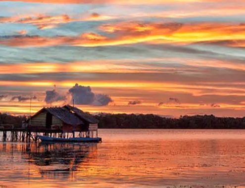 coucher de soleil sur le lagon