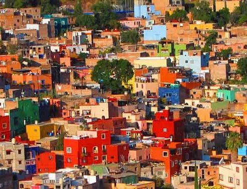 maisons colorées mexique